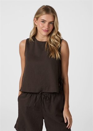 Svetlana linen top Dark Brown Neo Noir 